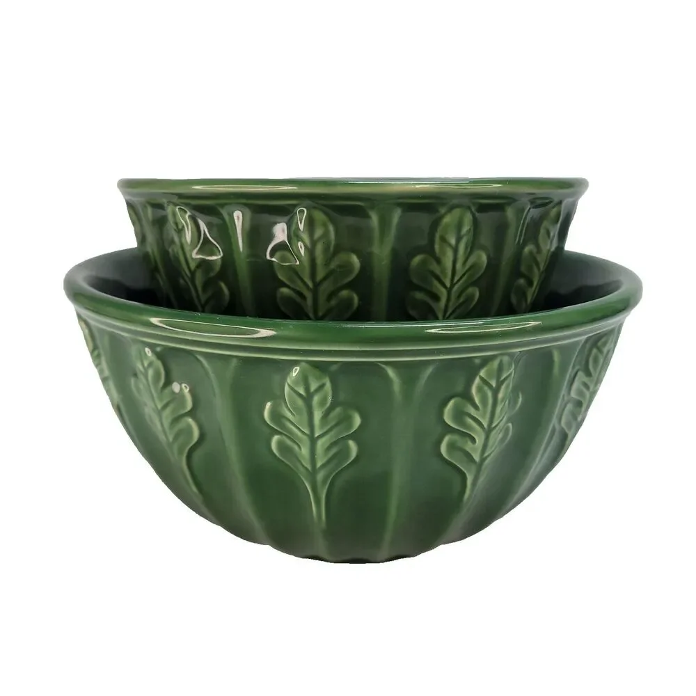 Green Oak Leaf Mixing Bowls Furio Home 8.75